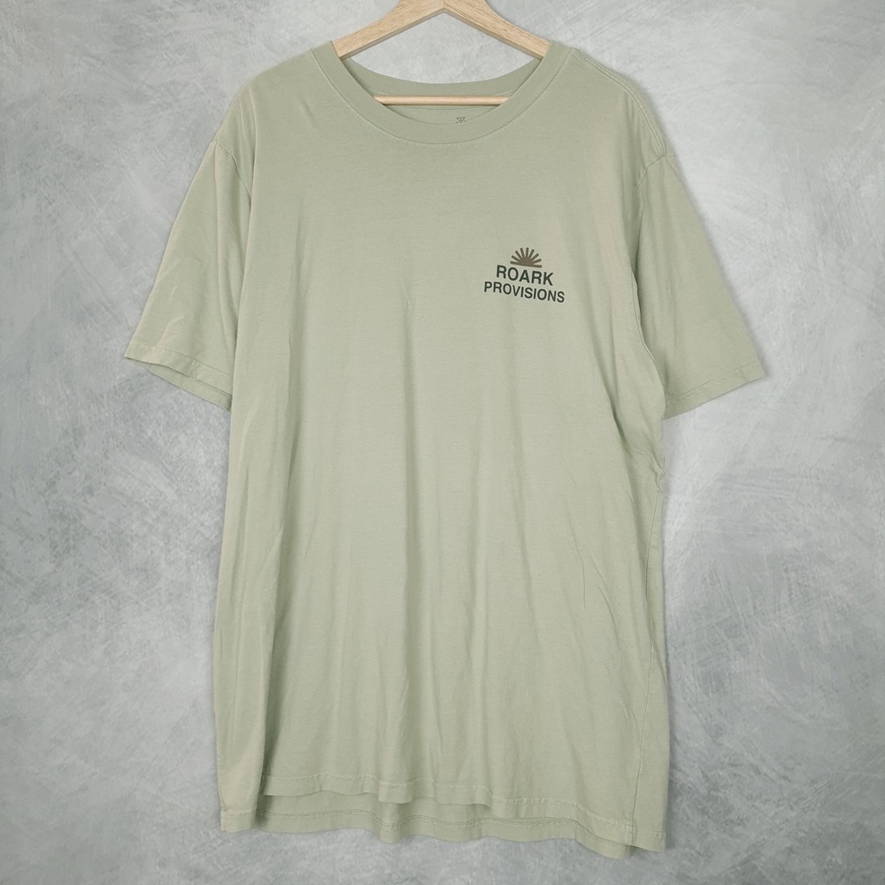 Roark Provisions Shirt Mens XL Green Garment Dyed Triangle Graphic Tee T-Shirt